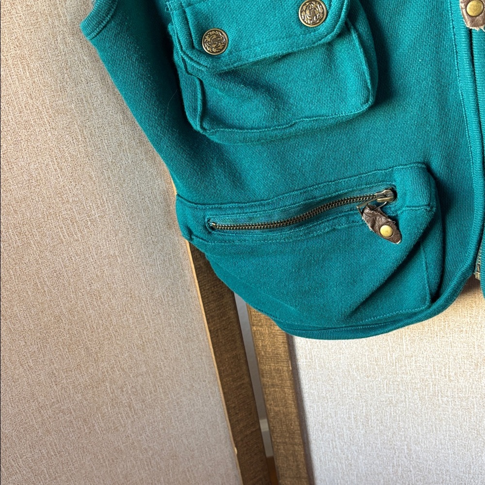 FINAL MARKDOWN Teal nada nuff Utility Vest with Pockets small - Picture 2 of 4